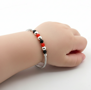 One Pair 925 Silver Nazariya Kada with Two Multicolor Beads (ideal for Newborns to 3 years age)